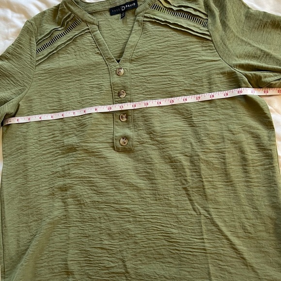 Olive Green Button-Down Blouse - Picture 3 of 13